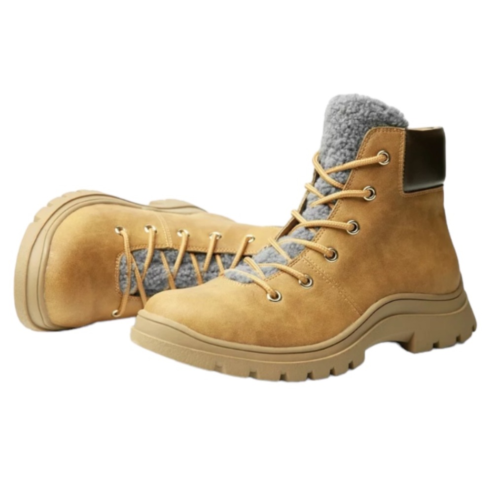 NEW! ICHIGO Women Hiking Boots Hiking Camping Side Zip Lace Up Brown Gray Size 7